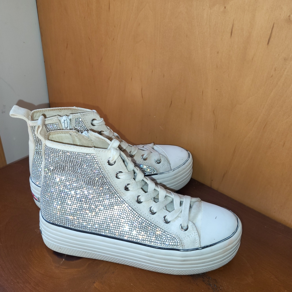 Steve Madden Glitter Athletic High-Top Sneakers - Size 6.5